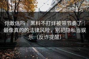 你敢信吗｜黑料不打烊被带节奏了｜最像真的的法律风险，别把隐私当娱乐（反诈提醒）