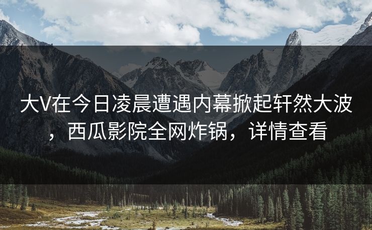 大V在今日凌晨遭遇内幕掀起轩然大波,西瓜影院全网炸锅,详情查看 大V在今日凌晨遭遇内幕掀起轩然大波,西瓜影院全网炸锅,详情查看